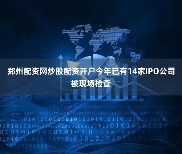 郑州配资网炒股配资开户今年已有14家IPO公司被现场检查